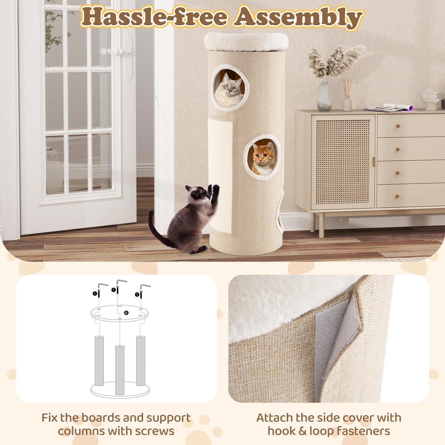 4-Level Cat House for Indoor Cats with Removable Perch