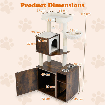Cat Tree with Litter Box Enclosure, Cats Climbing Tower