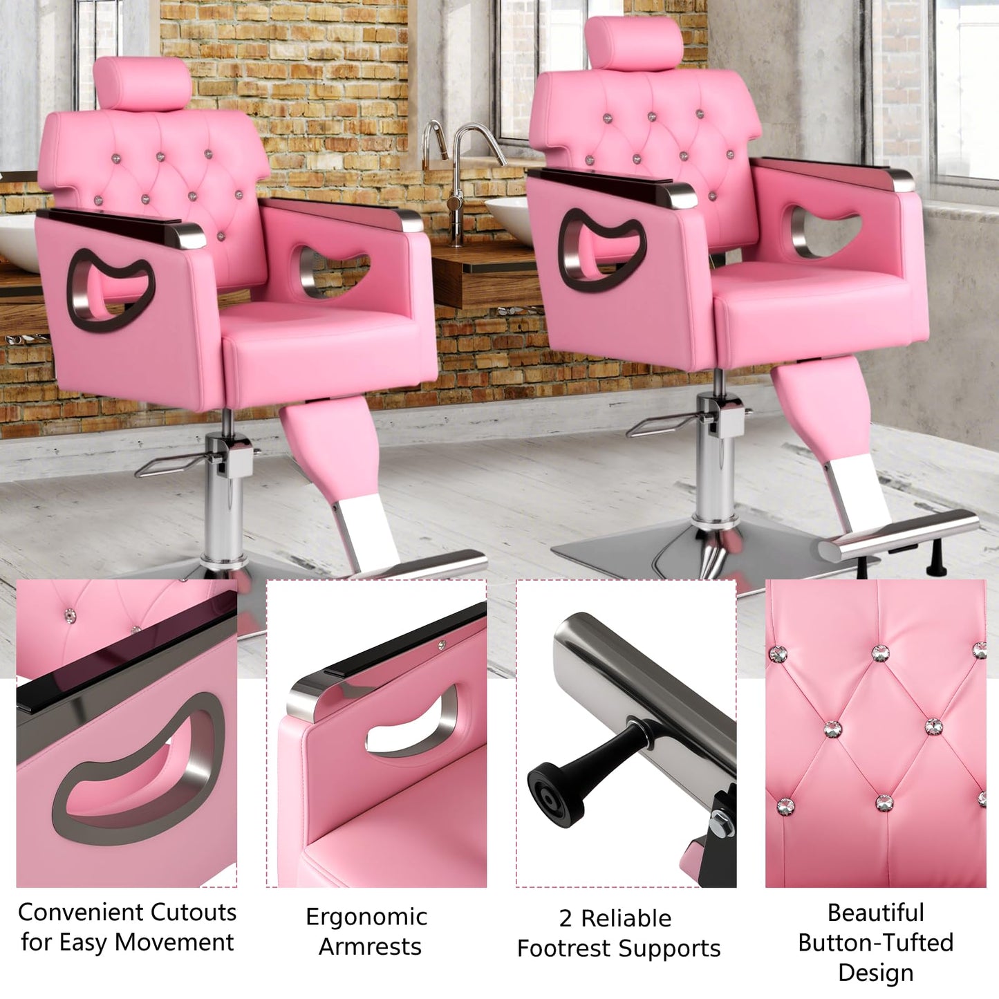 Adjustable Swivel Barber Chair with Padded Backrest