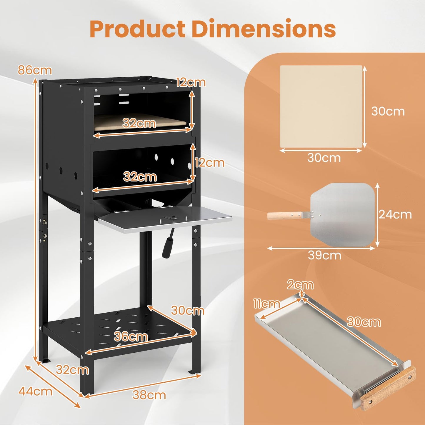 30 cm Outdoor Pizza Oven Pizza Peel and Oxford Cloth Cover