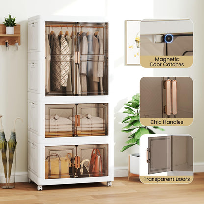 421L Foldable Portable Wardrobe with 10 Retractable Hangers