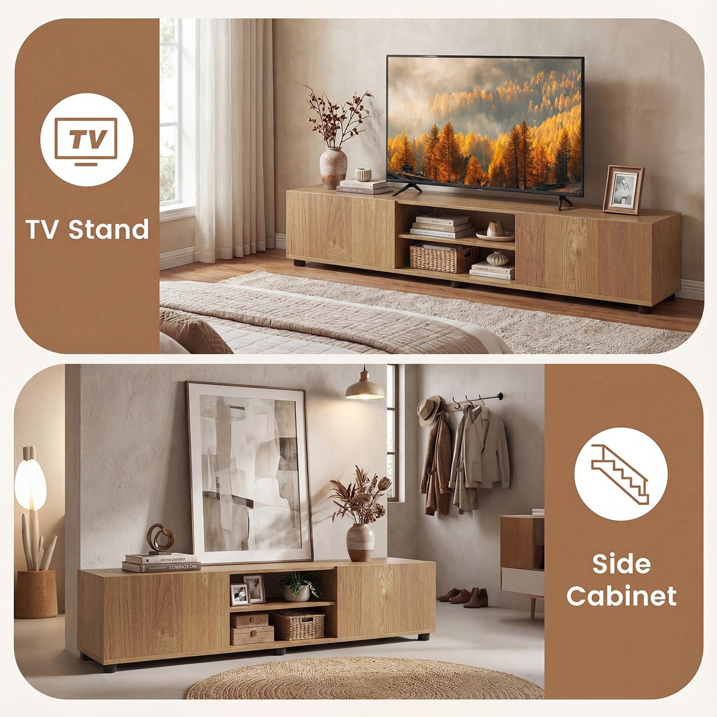 TV Unit for 70 Inch TVs, 160cm TV Stand Cabinet