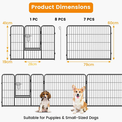 Dog Playpen - 8 Panel Metal Fence for Small Dogs