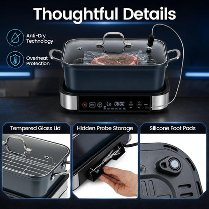 6.5L 6-in-1 Multi Cooker with Sous Vide & Steam Functions and Adjustable Timer Temp