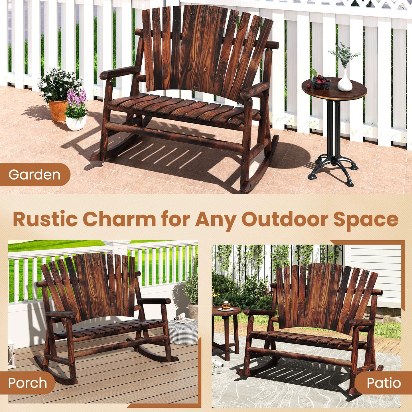 2 Person Adirondack Rocking Chair for Garden