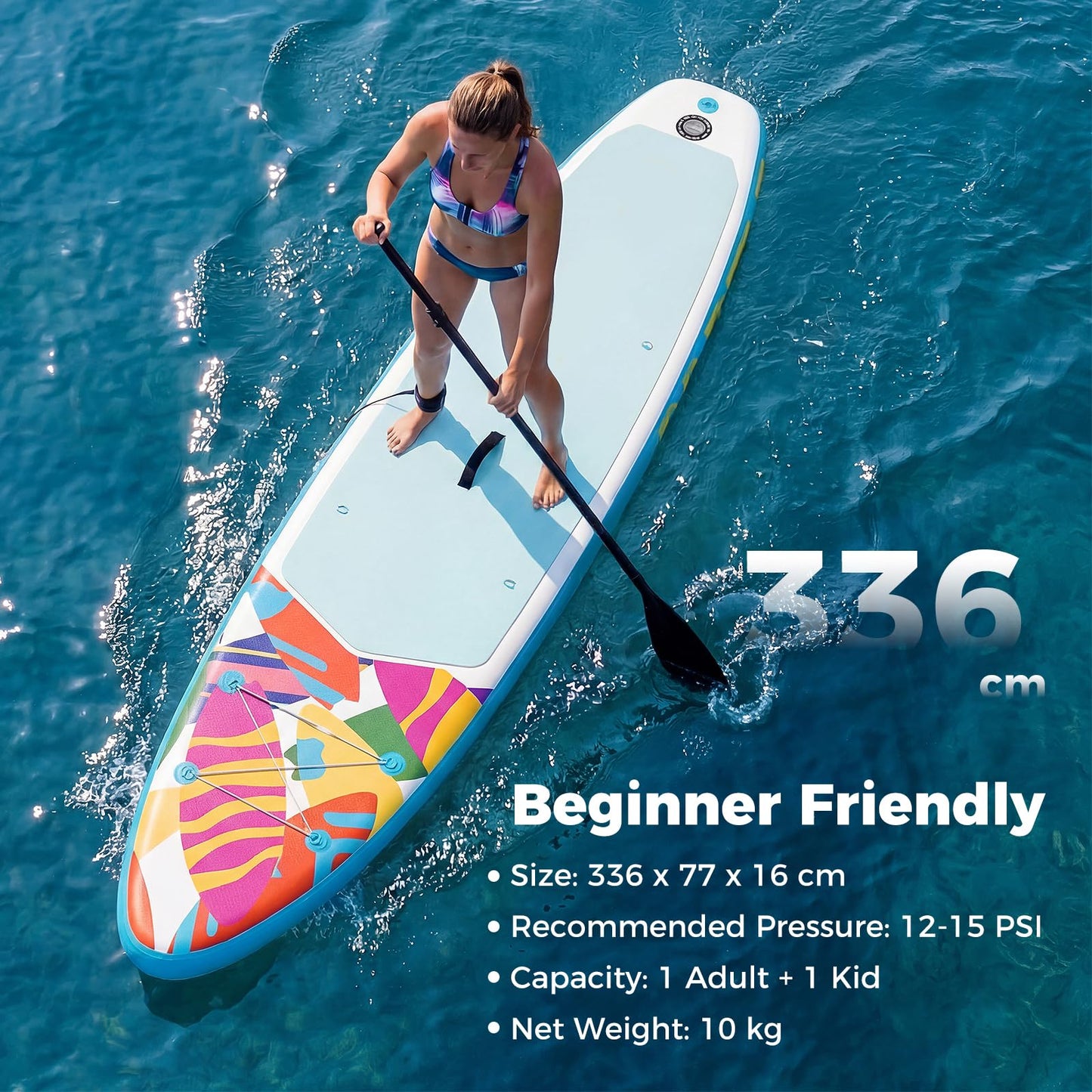Inflatable Stand Up Paddle Board, 6" Thick SUP with Adjustable Aluminium Paddle