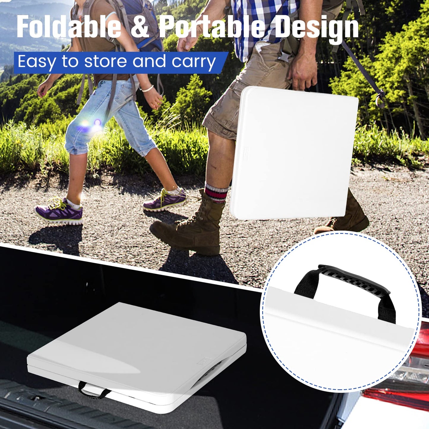 Portable Bi-fold Picnic Table with 3-Level Height Adjustment