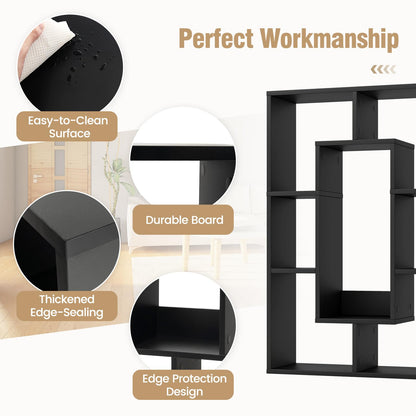 7-Cube Geometric Bookshelf Open Bookcase with Anti-Toppling Device