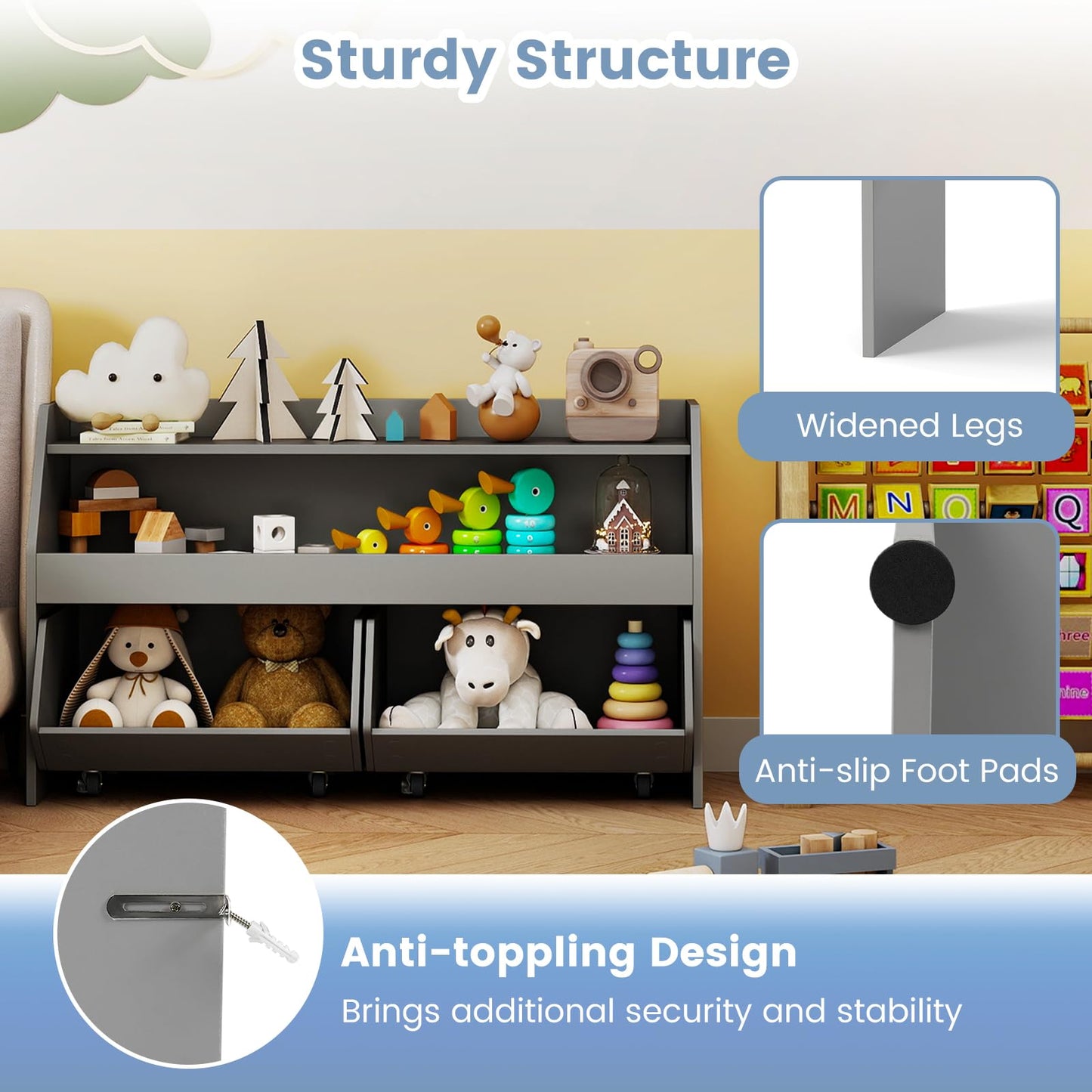 Toy Storage Organizer Kids Bookcase Display Shelf