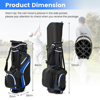 Golf Stand Bag wIth 14 Way Top Dividers 6 Pockets Cooler Bag Dual Strap and Rain Hood