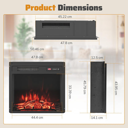 18 Inch Electric Fireplace Insert 750W/1500W Fireplace Heater with Remote Control