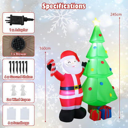 8 Feet Inflatable Christmas Tree with Santa Claus & Gift Boxes