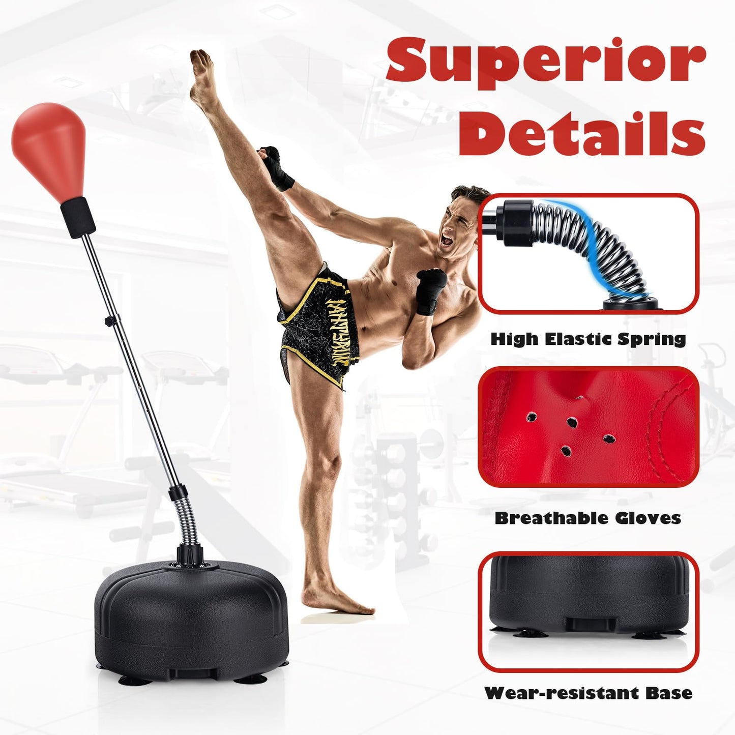 Freestanding & Height Adjustable Punching Bag with Stand and Gloves