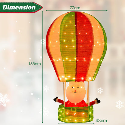 Lighted Santa in Hot Air Balloon with LED Lights and Pop-up Design