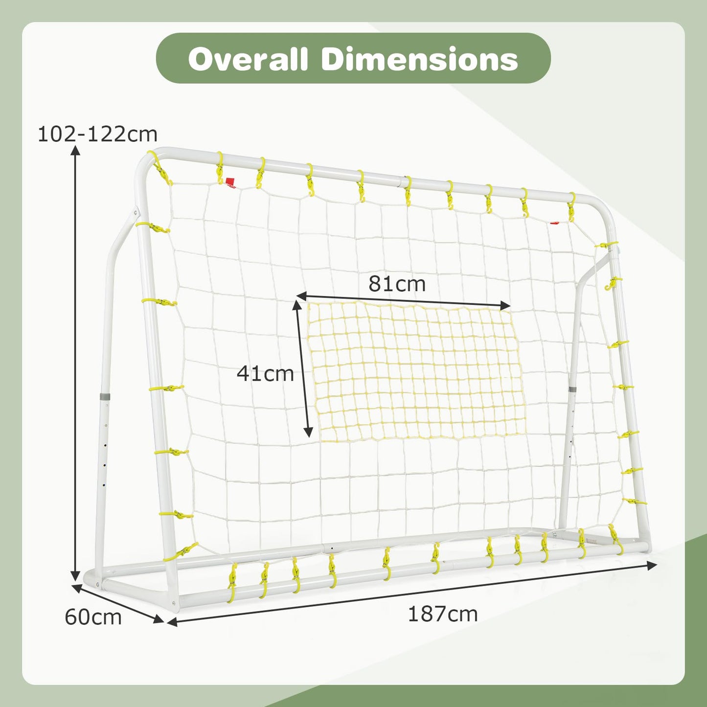 6.1 ft x 4 ft Weatherproof Angle-Adjustable Rebounder Net Football Training Equipment