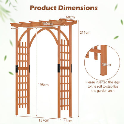 Wooden Garden Arch Entryway Trellis Pergola Arbour(160 x 60 x 215cm)
