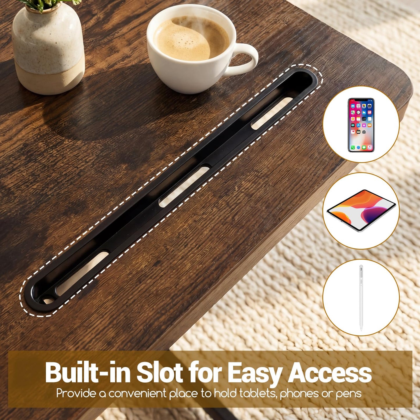 Rolling Laptop Desk Cart with Tablet Slot and Wheels