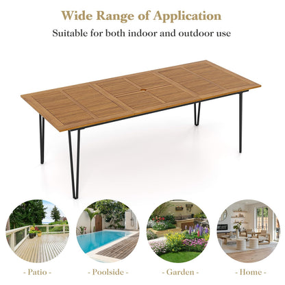 Outdoor Dining Table Acacia Wood Kitchen Table with Metal Legs