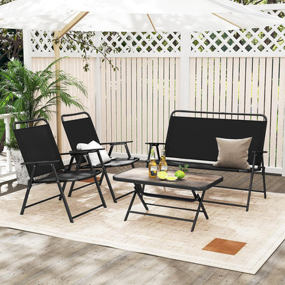4-Piece Folding Patio Conversation Set with Coffee Table