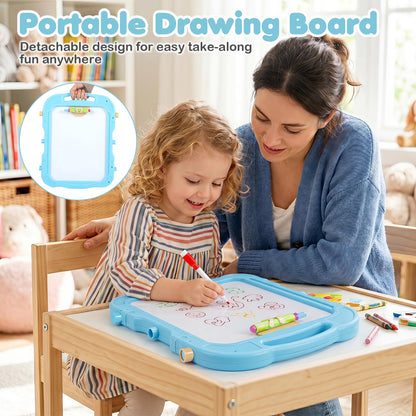 4-In-1 Double Side Easel for Toddler with Magnetic Chalkboard