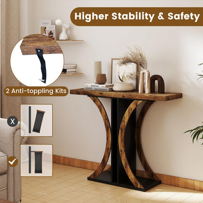 Console Table 100 cm Rectangular Entryway Table with Geometric Frame