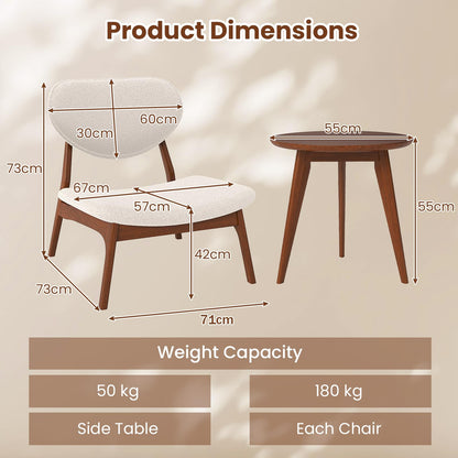 Accent Chairs Set of 2 with Side Table for Bedroom Waiting Room