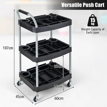 Large Capacity Utility Cart with Multiple Divider, Sponged Handle and Swivel Wheel