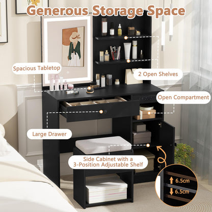 Vanity Desk with Mirror and Lights Dressing Table with Charging Station