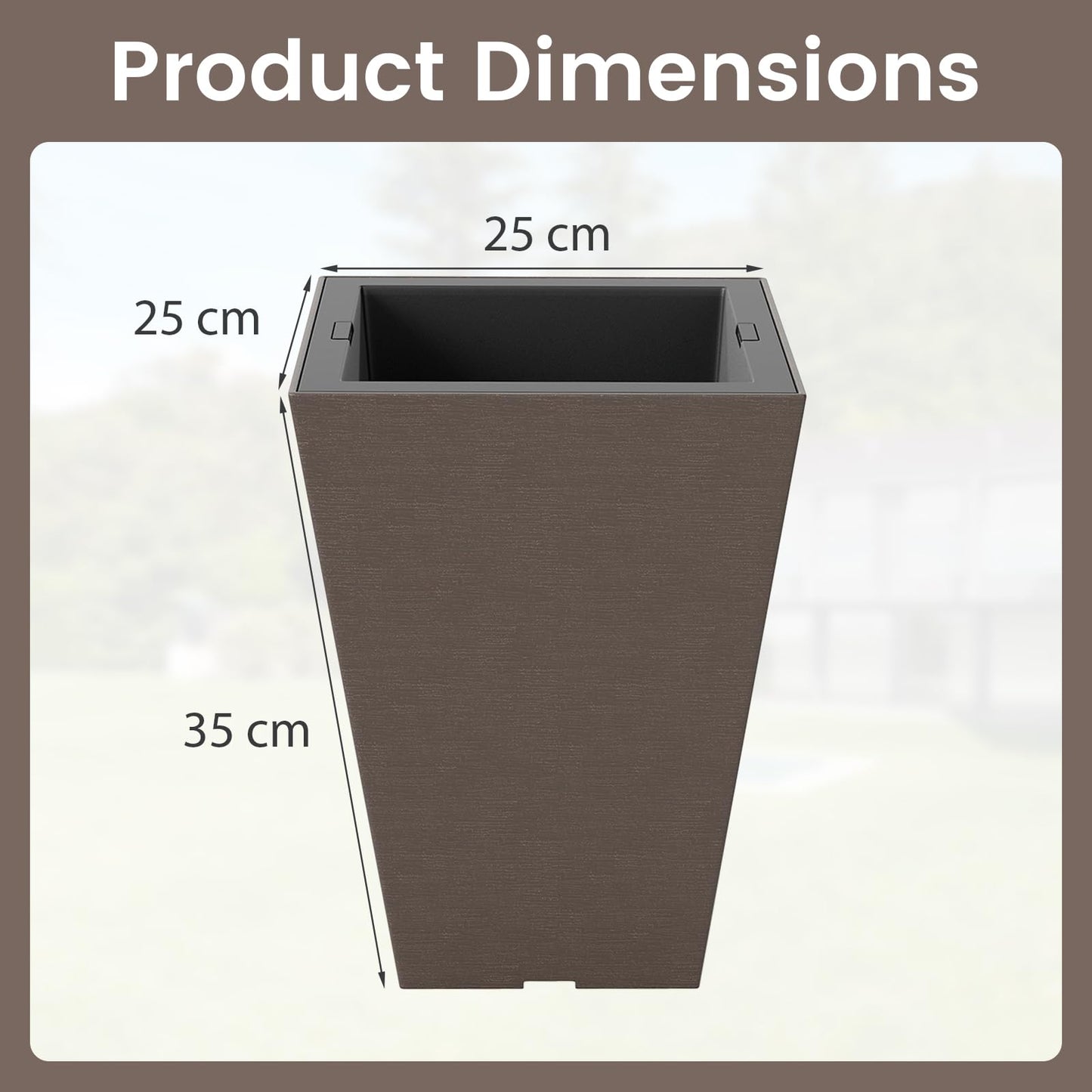 Giantex 2 x Plastic Flower Pot 35cm/57cm Tall Self-Watering Garden Planters with Removable Inner Bucket