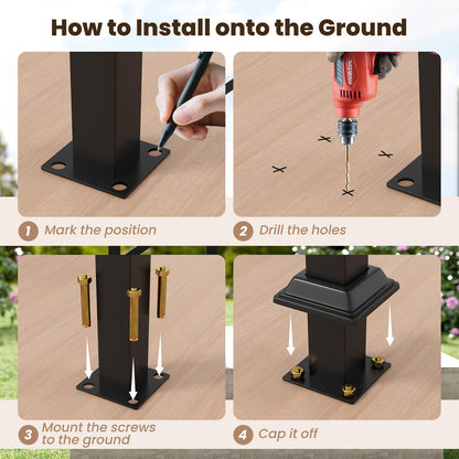 Handrail for Outdoor Steps Fits 4 Steps with Flexible Angle Adjustment