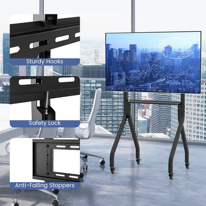 Height Adjustable Floor TV Stand with AV Shelf