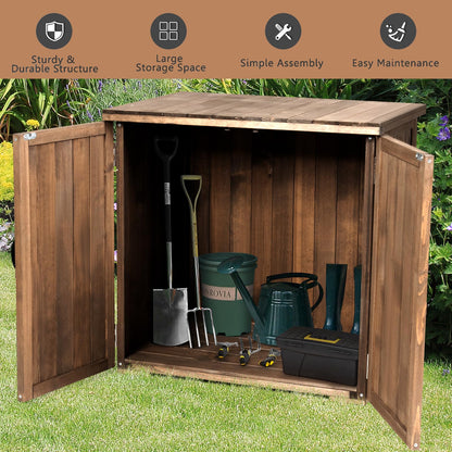 GiantexUK Wooden Garden Shed, Outdoor Tool Storage Cabinet with Double Doors