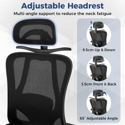 Ergonomic Office Chair with 3D Headrest and Adjustable Lumbar for Office