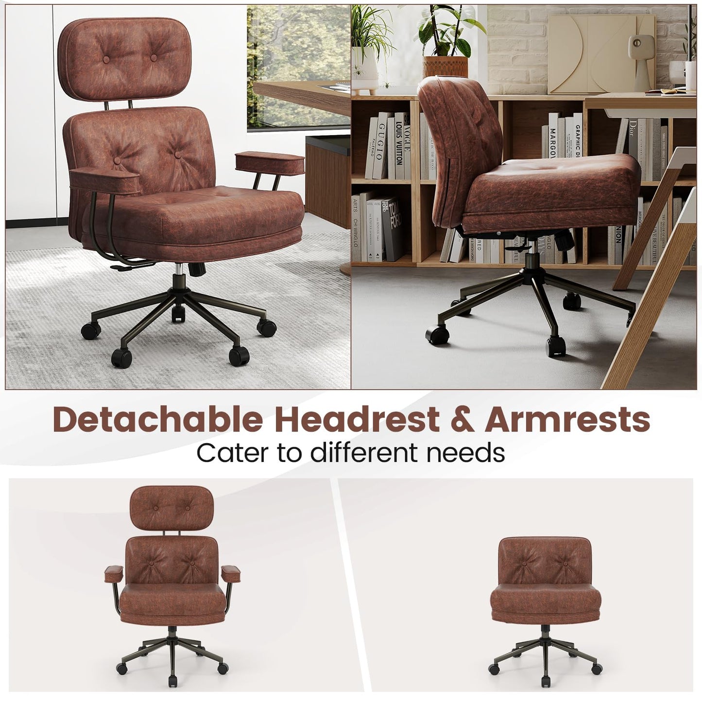 Home Office Chair, Mid Century Modern Suede Fabric Computer Desk Chair