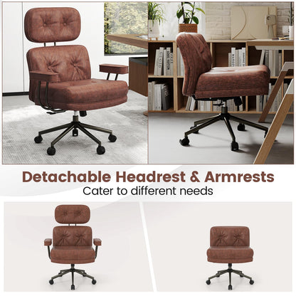 Home Office Chair, Mid Century Modern Suede Fabric Computer Desk Chair