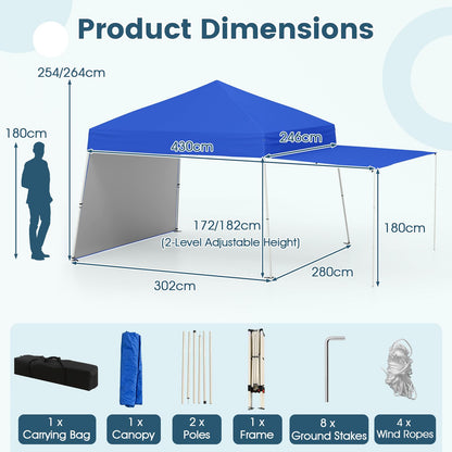 Pop up Canopy Tent with 2 Sidewalls Easy Setup Outdoor Sun Shelter