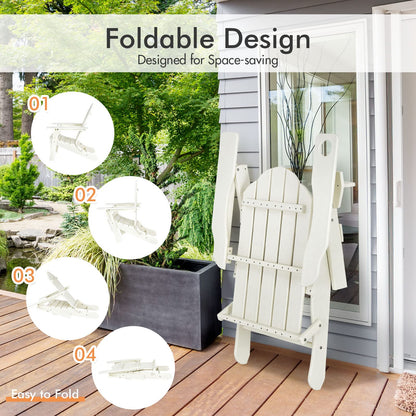Weather Resistant Folding Adirondack Chair with Built-in Cup Holder