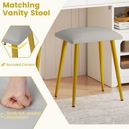 Dressing Table with LED Mirror and Stool, Makeup Table Vanity Desk Set