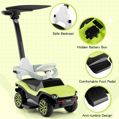 3 in 1 Kids Ride on Push Car with Handle and Canopy