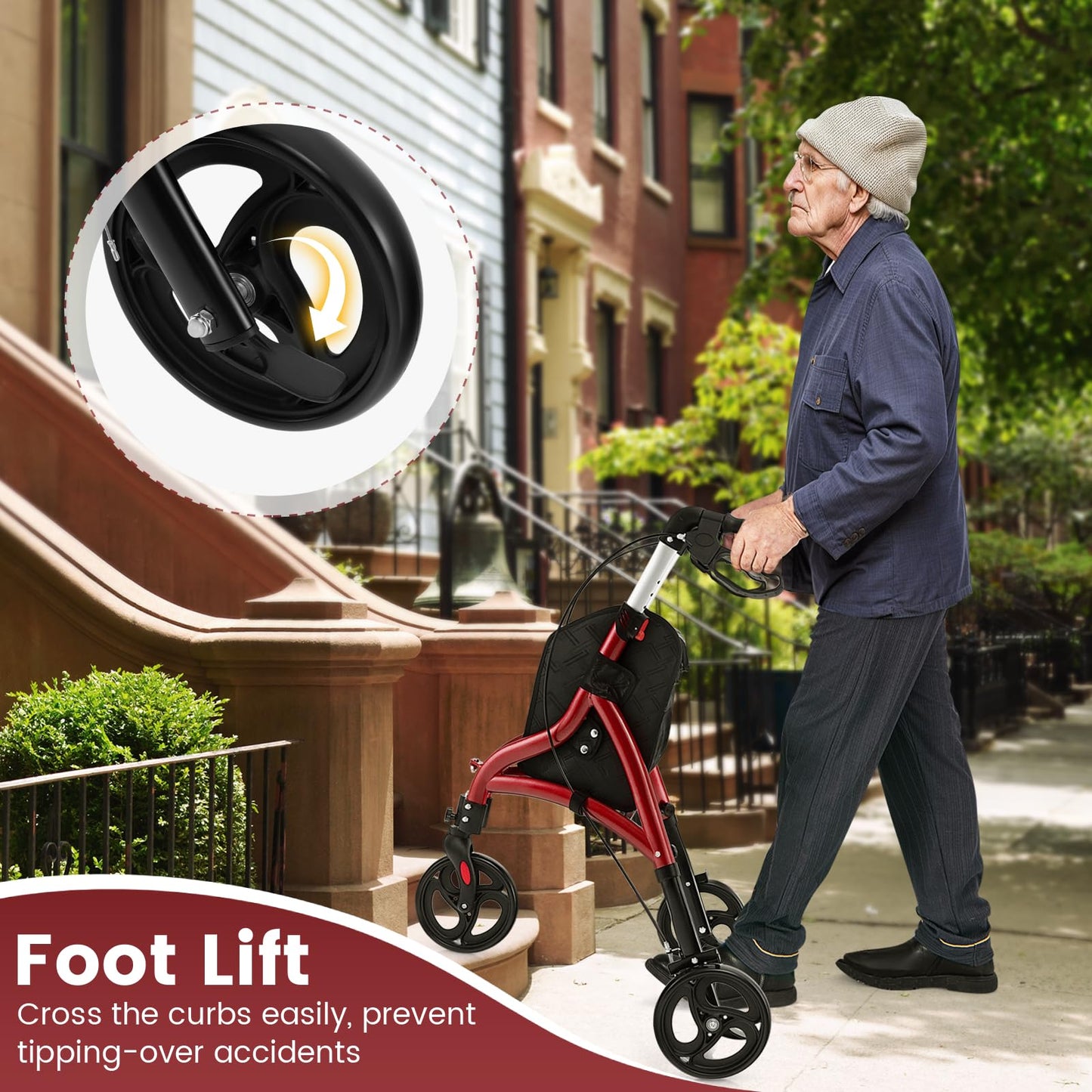 Walker for Seniors Foldable Rollator Walker with Lightweight Aluminum Frame