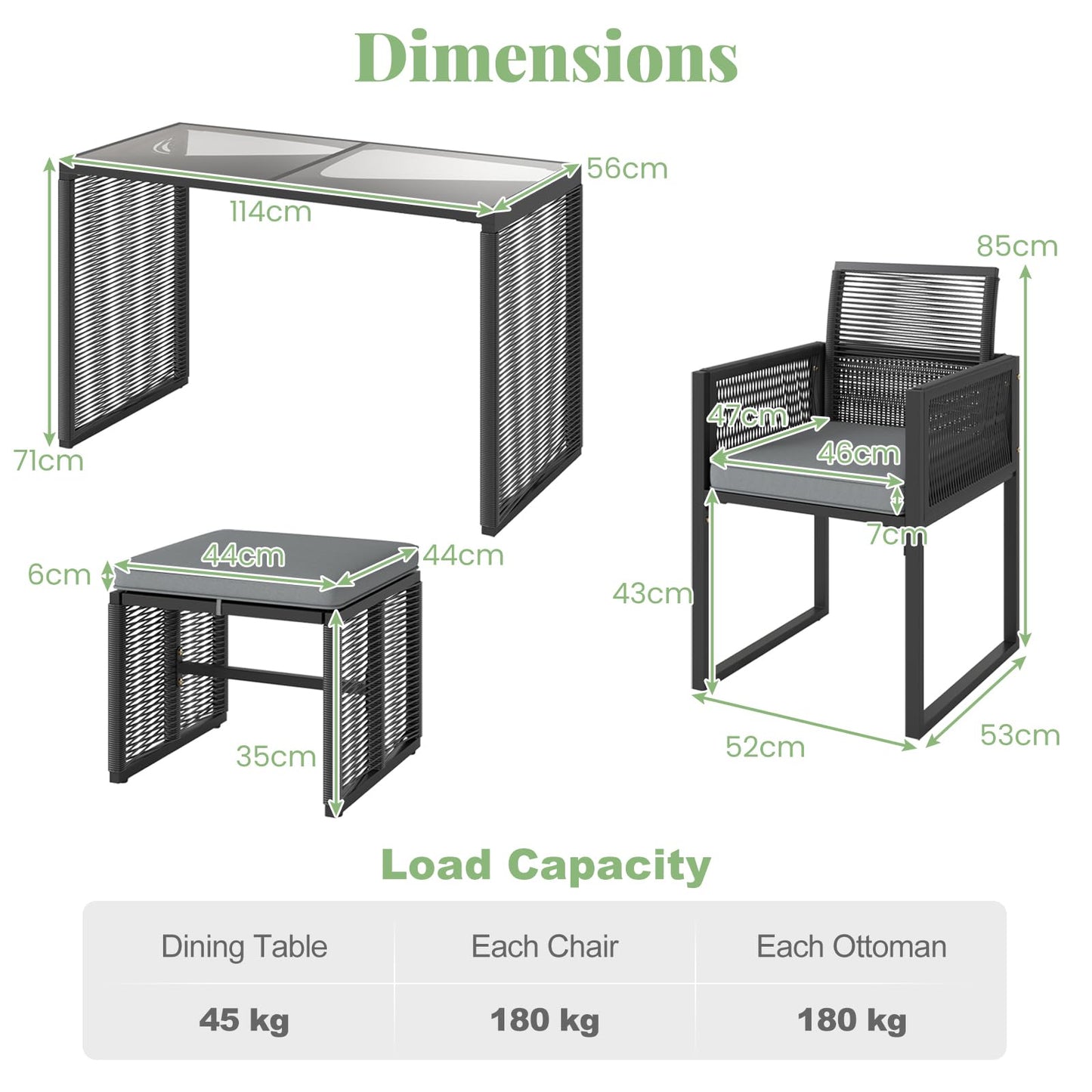 5 or 9 Pieces Patio Dining Set with PE Rattan Chairs and Tempered Glass Table