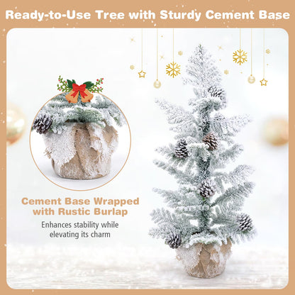 90CM/3FT Artificial Mini Christmas Tree, Snow Flocked Pre-Decorated Tabletop Xmas Tree