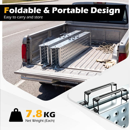 Folding Loading Ramps and 400 KG Capacity 2-Pack Multi-Use Ramps with Handles for Pickup Truck and Trailer
