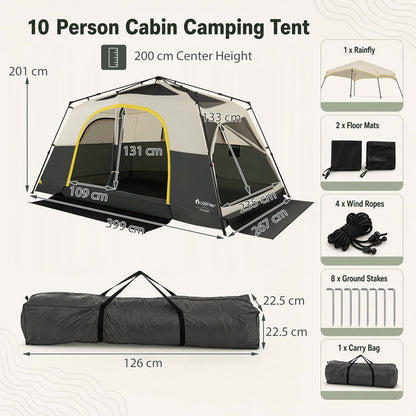 399 x 267 cm 10 Person Instant Cabin Camping Tent with Rainfly