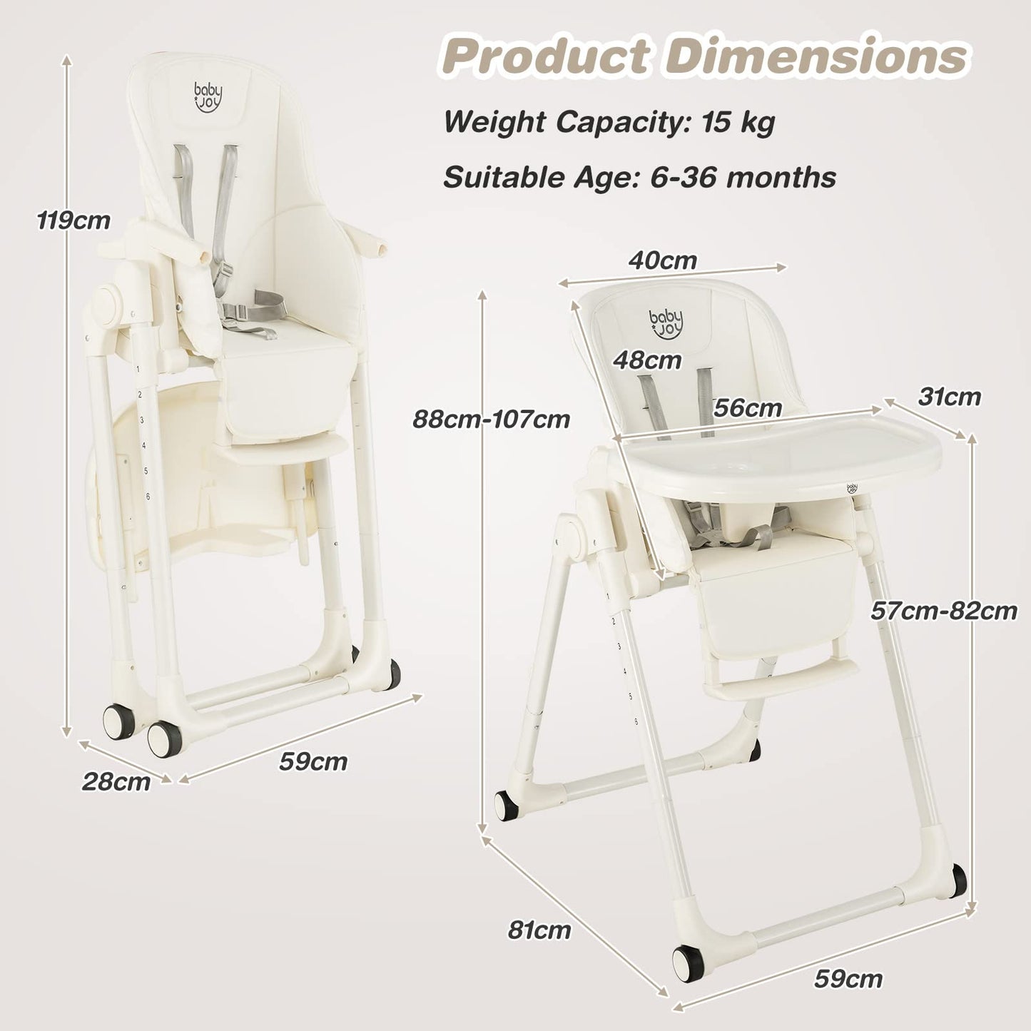 Giantex High Chairs for Babies and Toddlers Foldable Baby Highchair with Adjustable Backrest