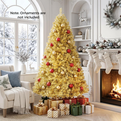 6FT Gold Artificial Christmas Tree, Hinged Xmas Pine Trees