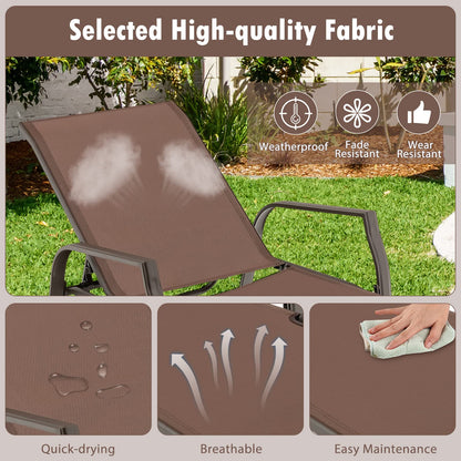 5 Positions Adjustable Stackable Folding Deck Reclining Chair Set of 2