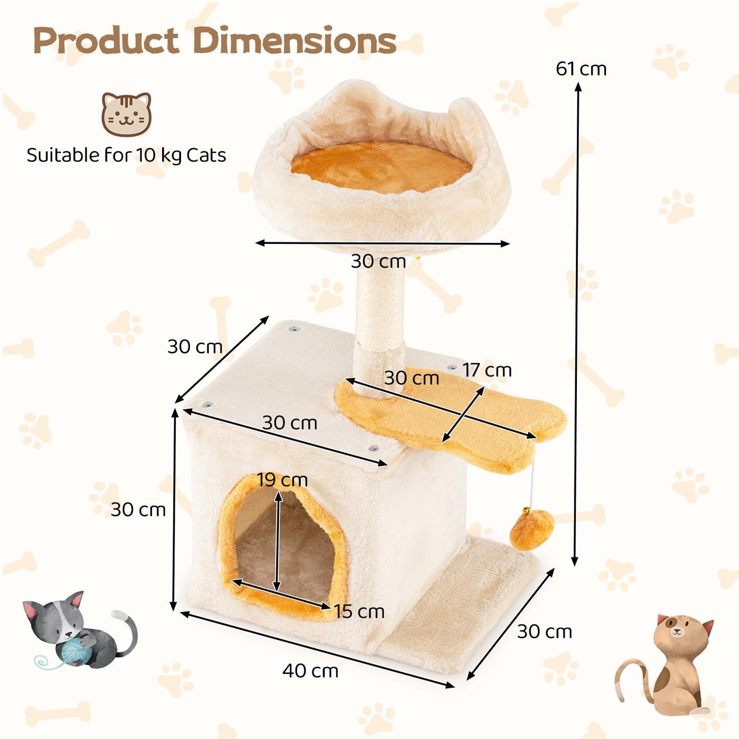 Cat Tree, Multi-Layer Cats Tower with Plush Perch, Condo
