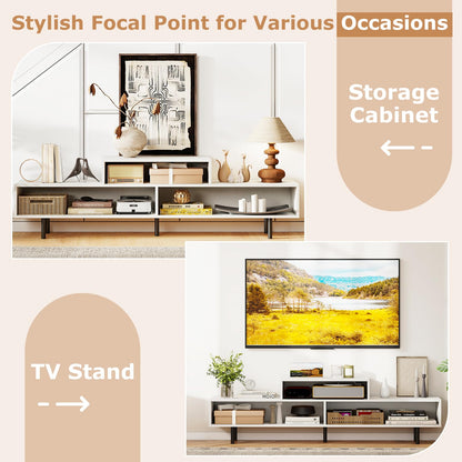 3 Cubby TV Stand Entertainment Center with Compartments
