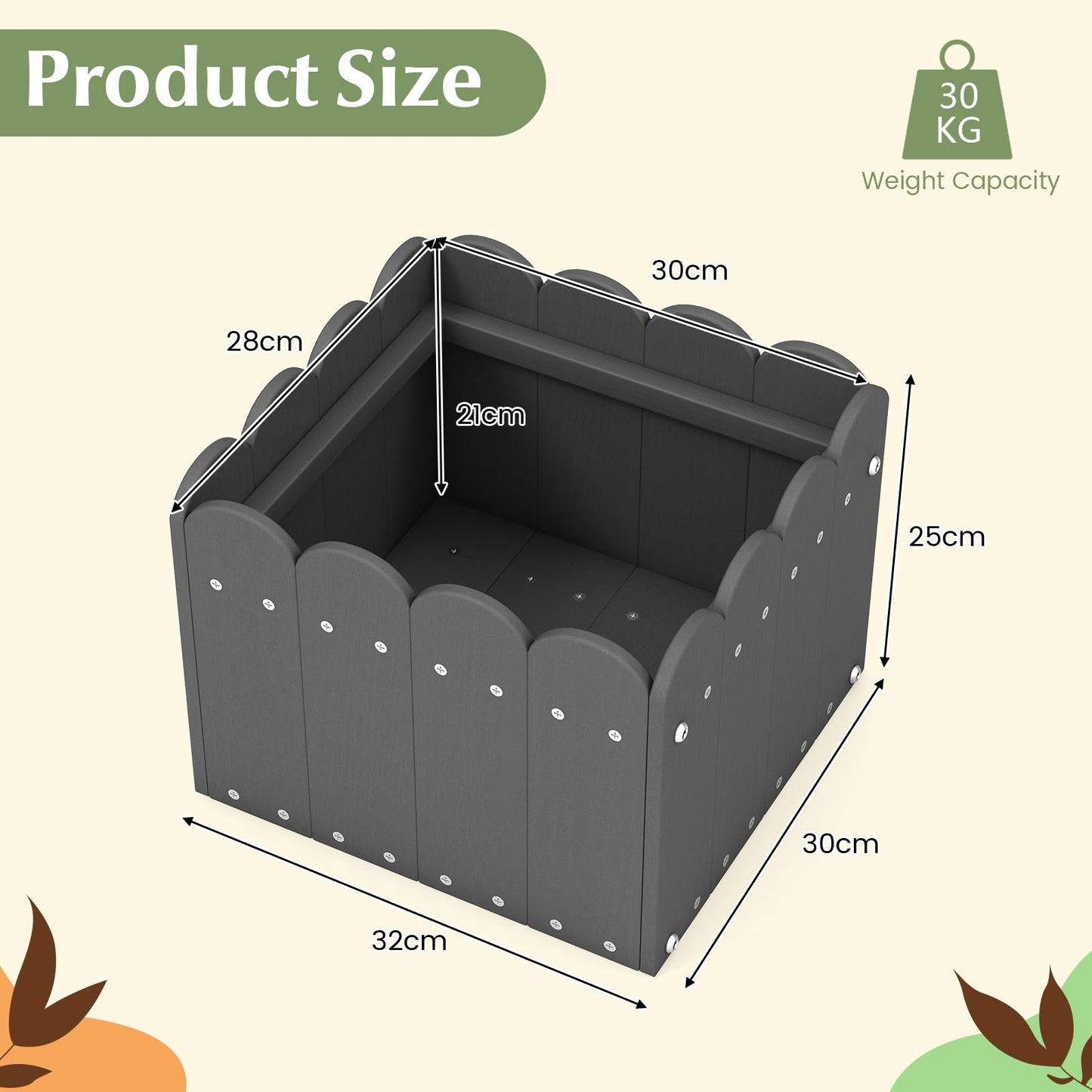 GiantexUK Raised Garden Bed Set of 2, HDPE Elevated Planter Box with Drainage Gaps